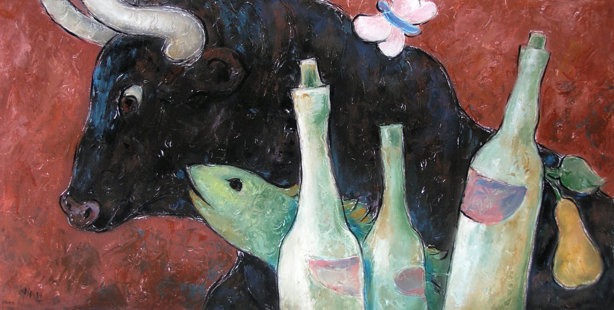 Still life with bottles by Valentina Yevmenenko