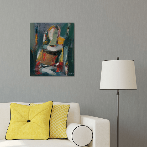 Lady portrait (60x50cm, oil/canvas, abstract portrait)