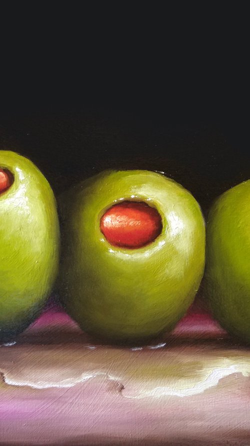 Green Olives  still life by Jane Palmer Art
