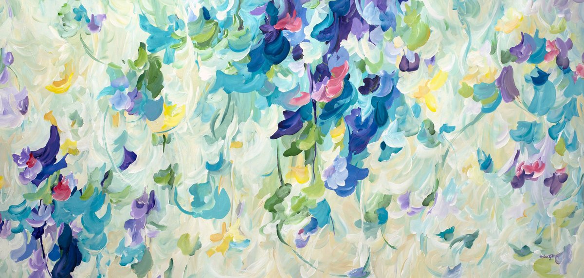 Picking Flowers - Large Abstract By Amber Gittins, 75 X 35, Artwork For Sale On Artfinder