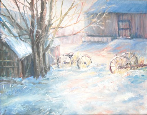 Farm in winter by Mikhail  Nikitsenka