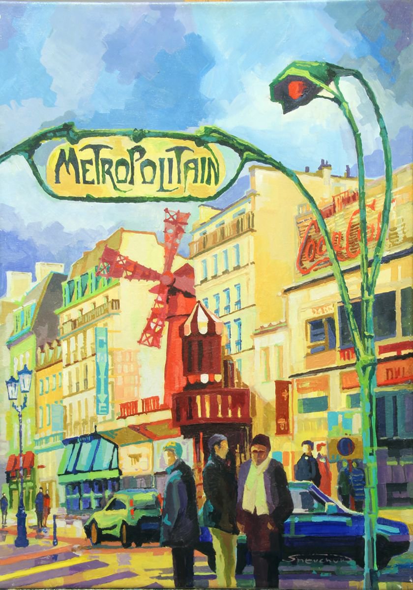 Paris Metropolitain Blanche Moulin Rouge by Yuriy Shevchuk