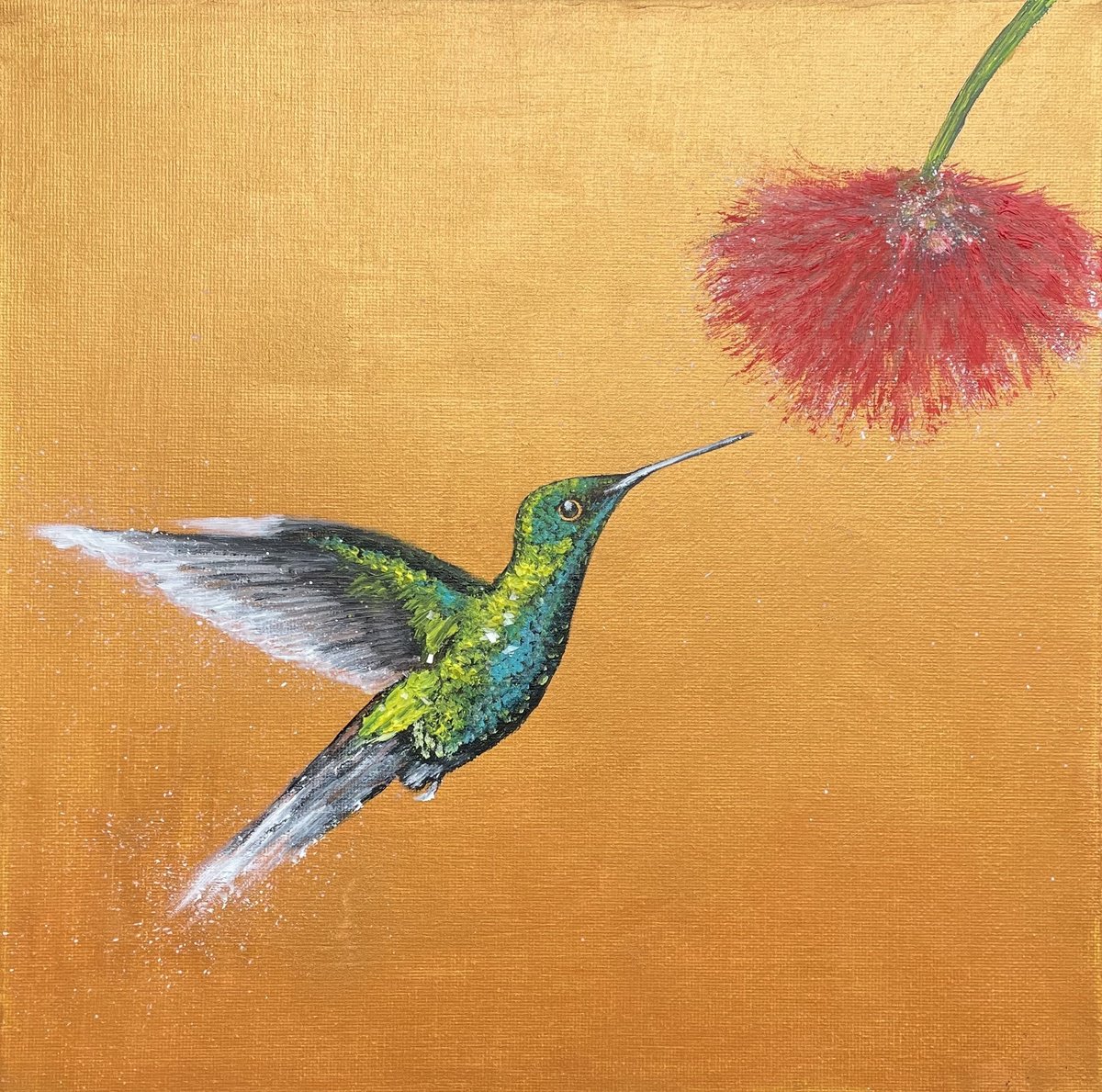 Impressionistic Painting , Green Throated Carib By Laure Bury, 12 X 12, Artwork For Sale On Artfinder