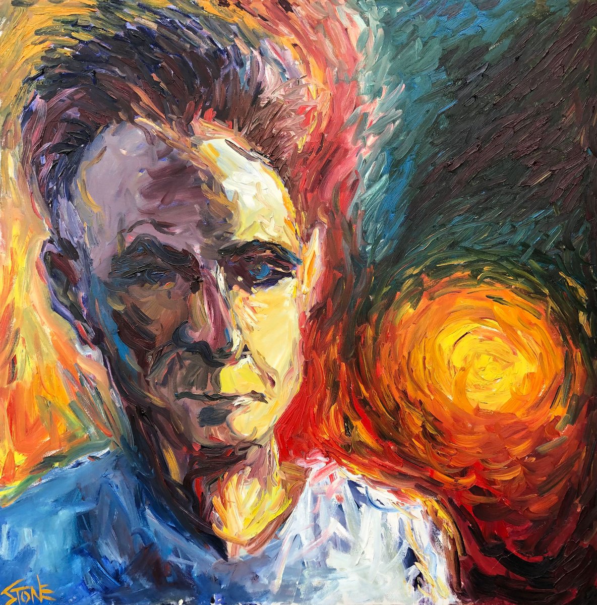 Ted Racing The Sun By Bill Stone, 40 X 40, Artwork For Sale On Artfinder