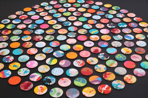 large scale original marble spot 3d collaged painting
