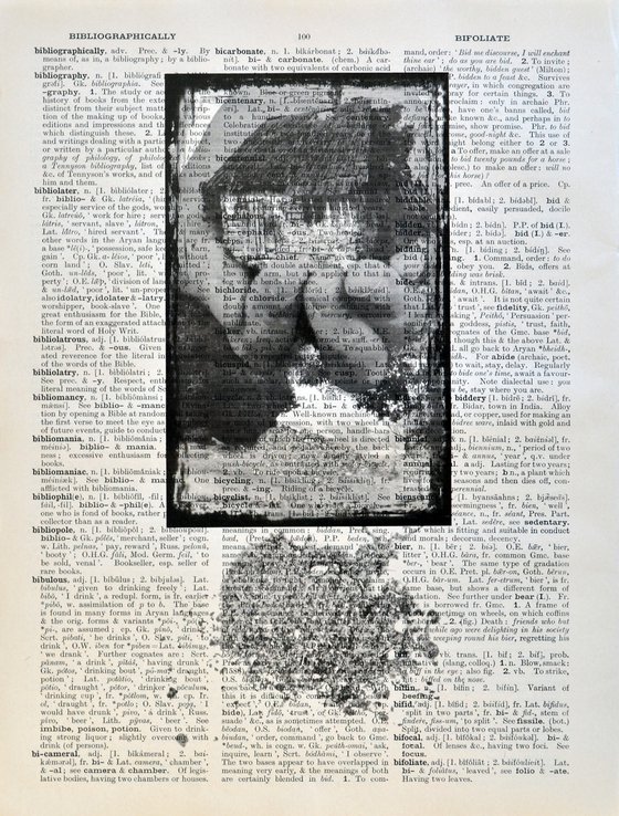 Hand Of God - Collage Art on Large Real English Dictionary Vintage Book Page