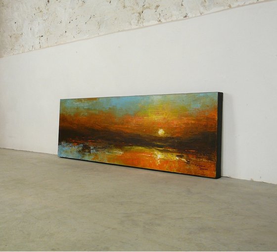 Loving Shore  (Panoramic Seascape, 120x40cm)