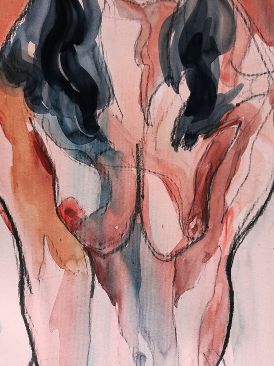 COMMISSION< Watercolour based on erotic sketch