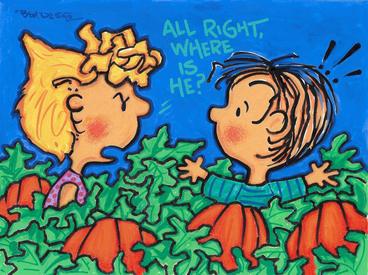Cartoon Portrait Painting By Ben De Soto, 12 X 9, The Great Pumpkin, Original Artwork