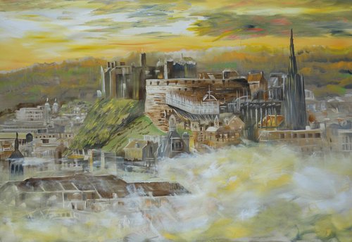 Edinburgh painting 110x160 cm Large S052 impressionism acrylic painting on unstretched canvas art by Ksavera