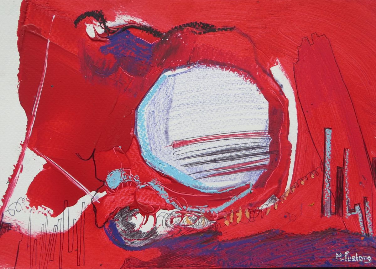 Abstract Study In Red IV - Original Acrylic Painting on Paper by Martina Furlong