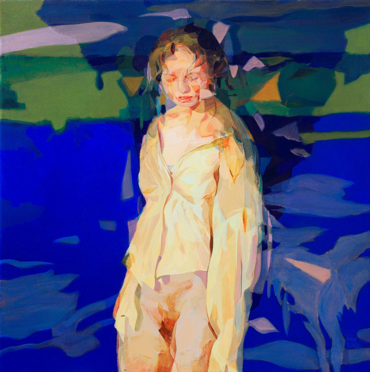 Impressionistic Portrait Oil Painting By Melinda Matyas, 24 X 24", Before Dusk Sets In, Original Artwork