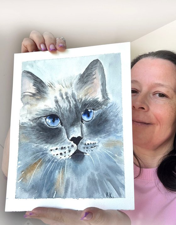 Tell Me Everything. Original Cat painting
