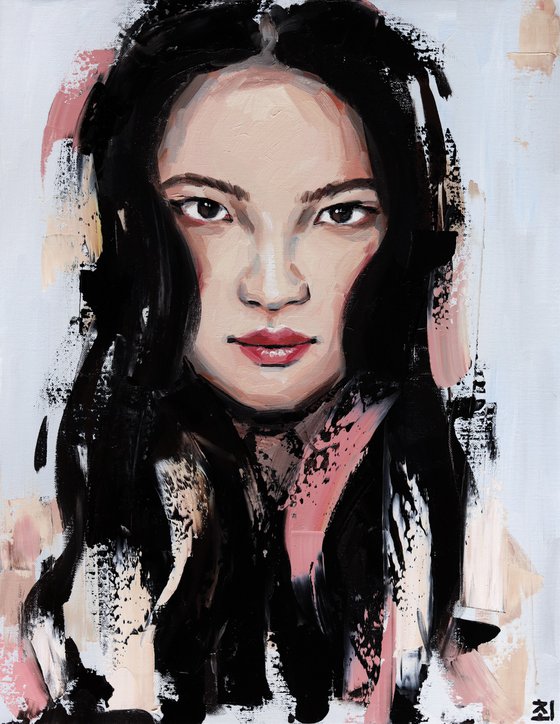 Korean woman oil painting