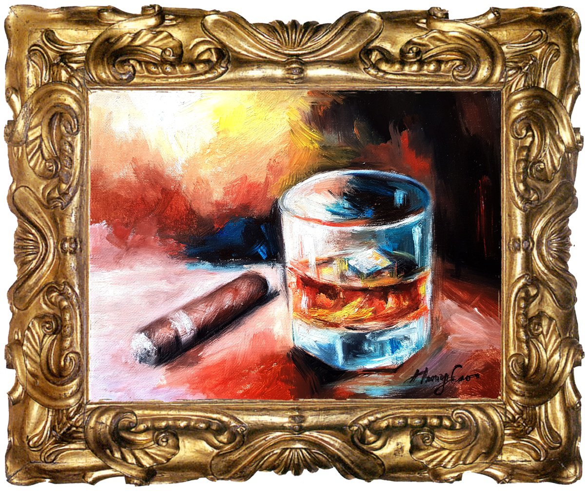 Impressionistic Still Life Oil Painting By Henry Cao, 10 X 8, Men