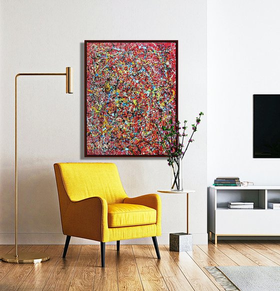 NEW SPRING,  POLLOCK MODE,  XL,  framed