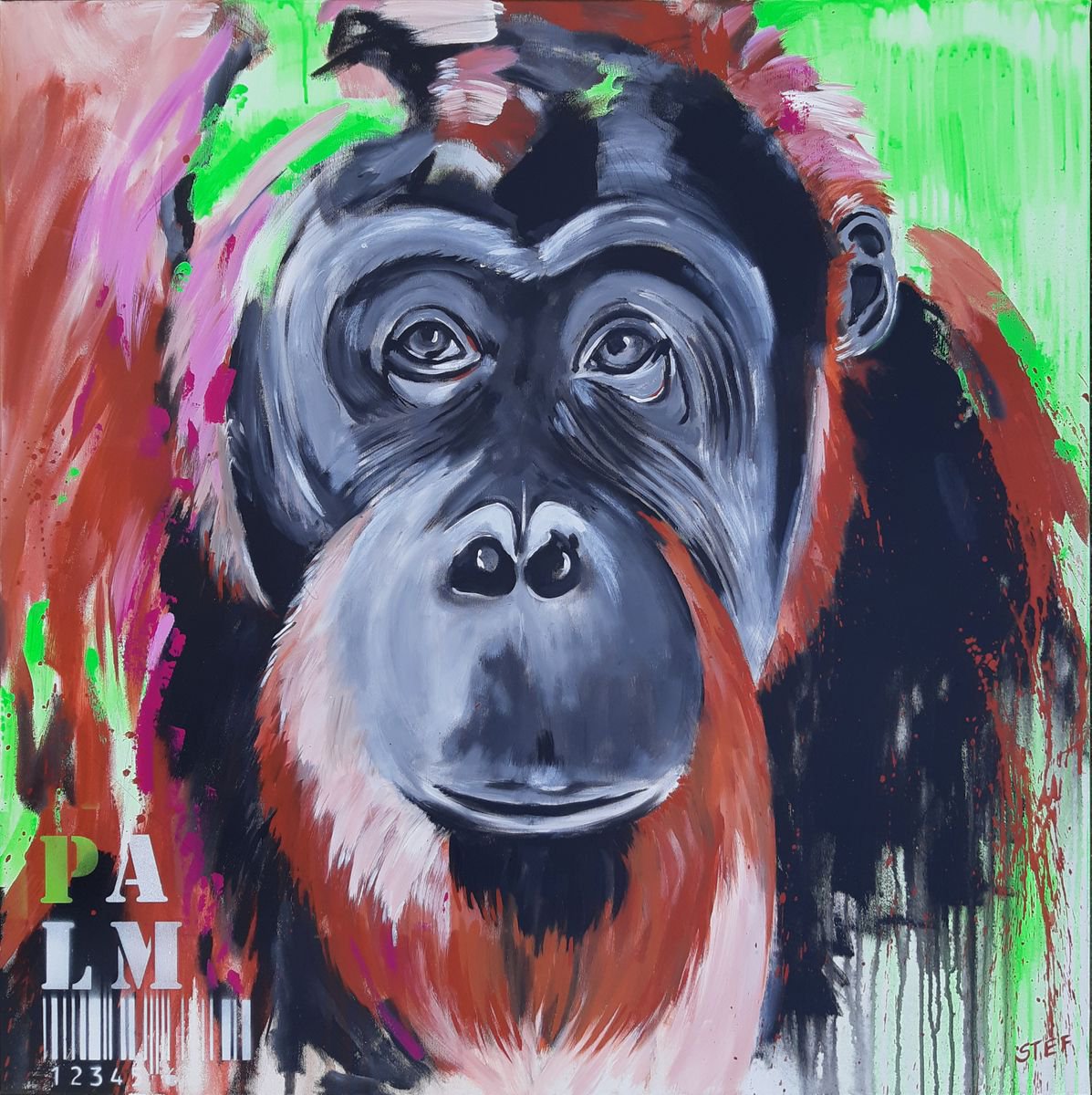 Orangutan - Palm By Stefanie Rogge, 39 X 39, Artwork For Sale On Artfinder