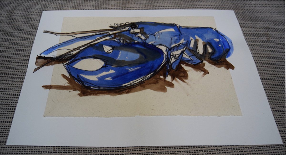 Expressive Animal Ink Drawing By Michelle Parsons, 24 X 17", Lbyr, Original Artwork