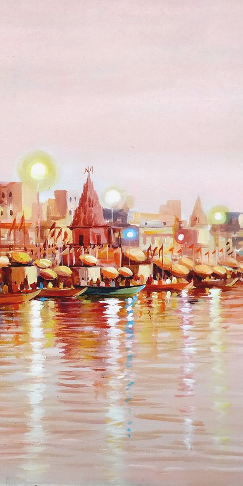 At Dawn Varanasi Ghats III by Samiran Sarkar