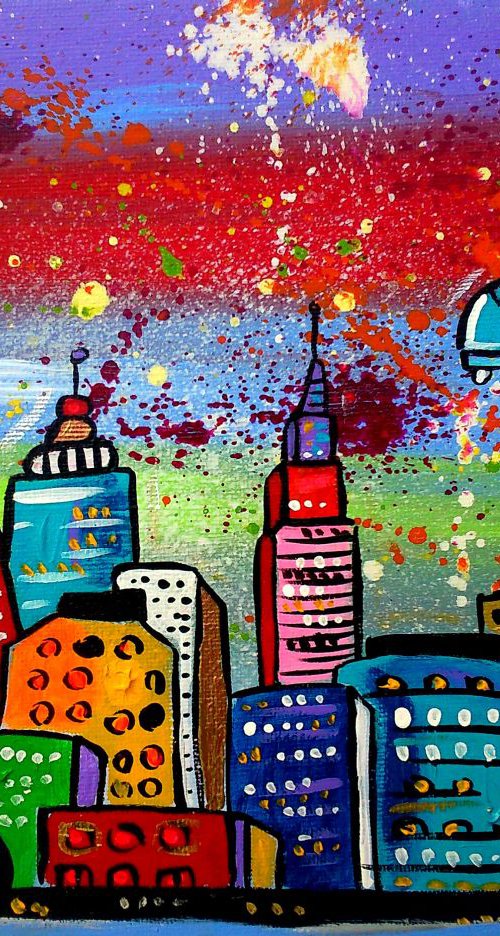 Colourful City in Space by Maria Luisa  Azzini