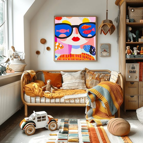 Surreal Fish-Glasses Girl