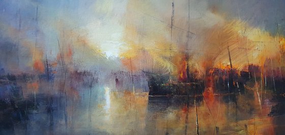 " Harbor of destroyed dreams - Morning After .... " W 125 x H 100 cm