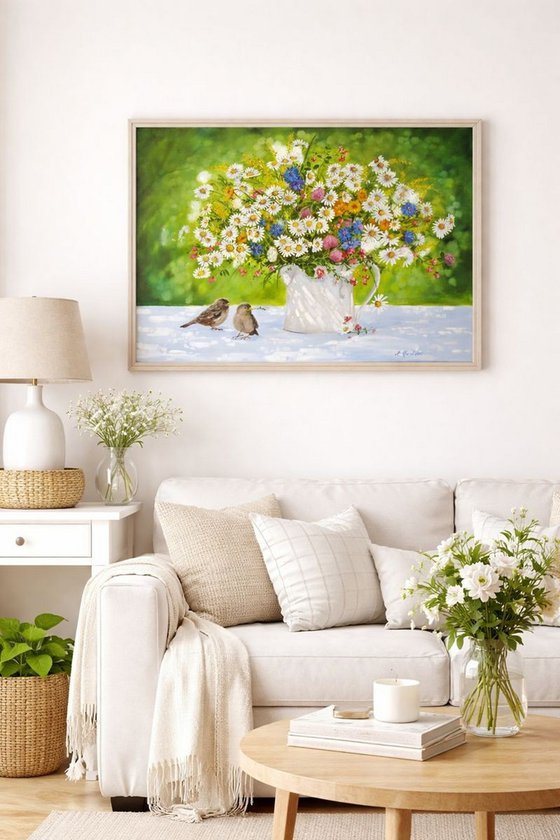 Summer Wildflowers with Birds