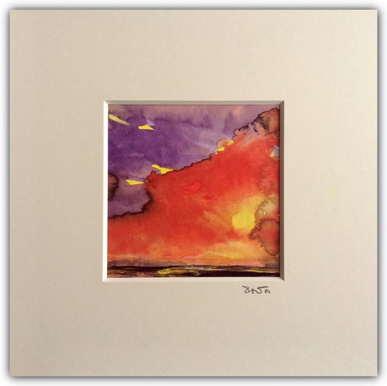 Fire In The Sky II  -  Landscape Watercolor