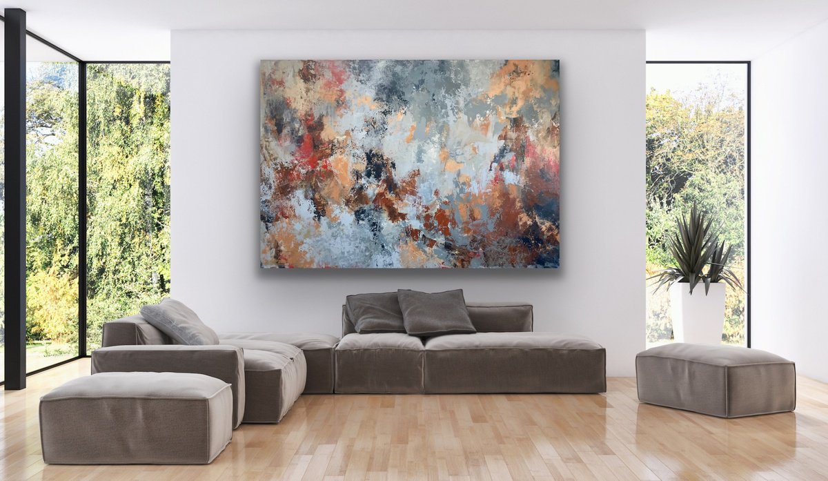 Abstract Acrylic Painting By Miri Baruch, 79 X 55", Winter Breeze, Original Artwork