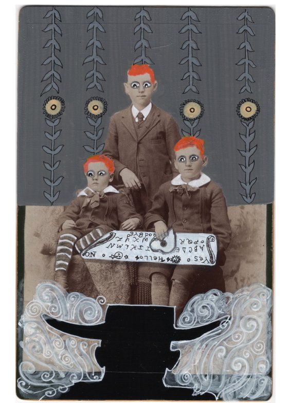 The Ouija Board Red Headed Boys Summoning Seance Original Painting