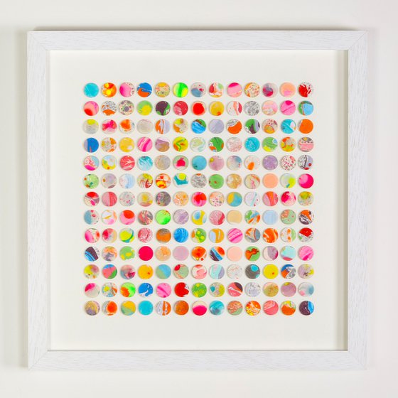 169 marble dots 3D geometric collage painting white