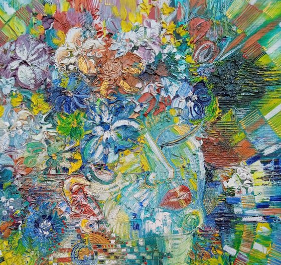 Spring portrait (45x60cm, oil/canvas, abstract portrait)