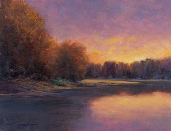 Lake Sunset, 11x14 inches