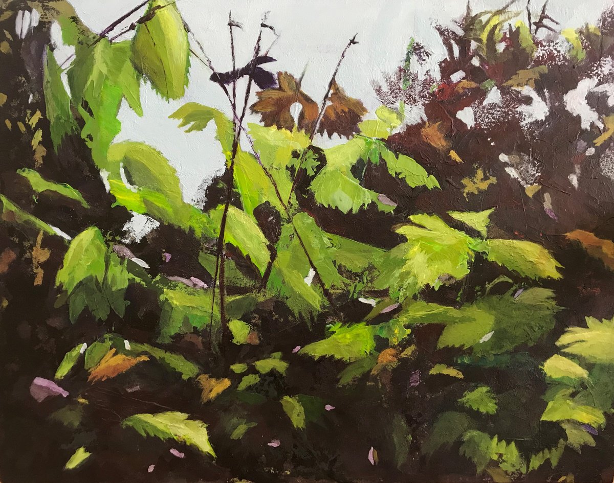 Impressionistic Botanical Acrylic Painting By Maryanne Mckernie, 14 X 11", Untamed, Original Artwork