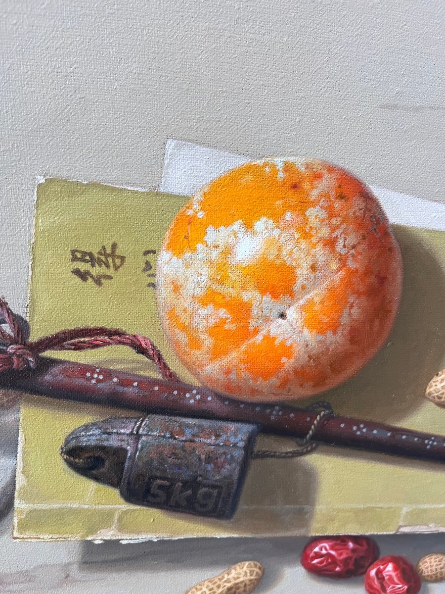 Photorealistic Still Life Oil Painting By Kunlong Wang, 31 X 24", Still Life:zen Art C216, Original Artwork