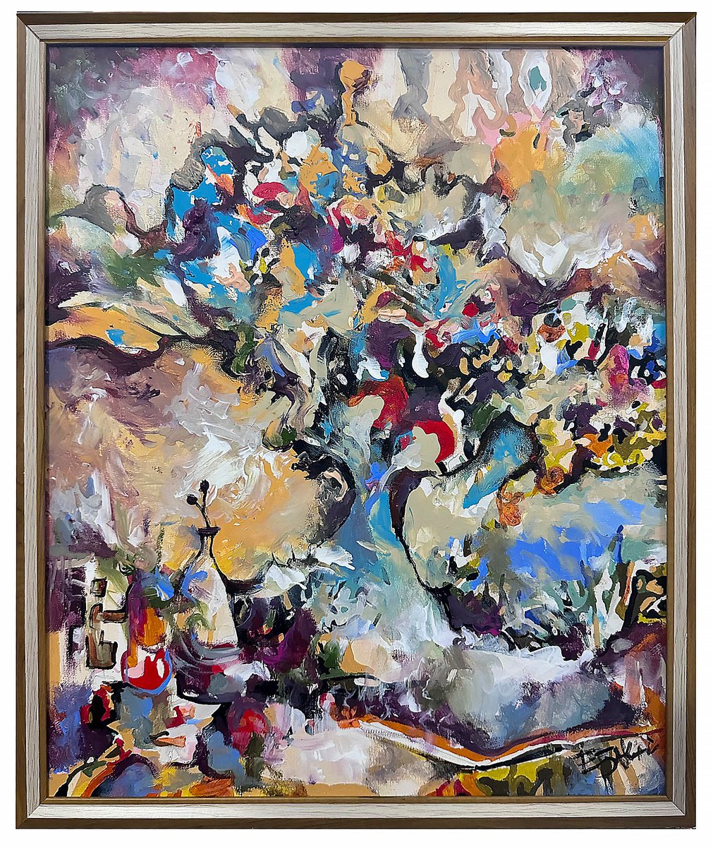 Impressionistic Abstract Acrylic Painting By Eleonora Bakalova, 18 X 22, The Colorful Magic Tree, Original Artwork