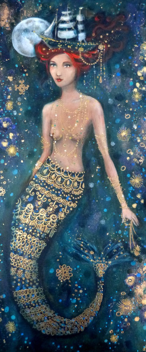 Special commission reserved. Blue odyssey. 30 X 60 cm by Loetitia Pillault