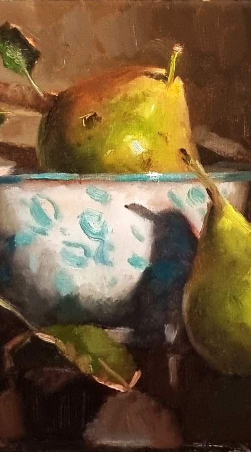 2 Pears and a Bowl by Pascal Giroud