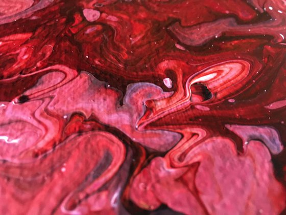 "Big Red" - FREE USA SHIPPING - Original Abstract PMS Fluid Acrylic Painting - 16 x 20 inches