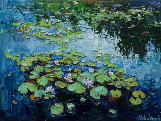 Water Lilies - Impasto Original Oil painting