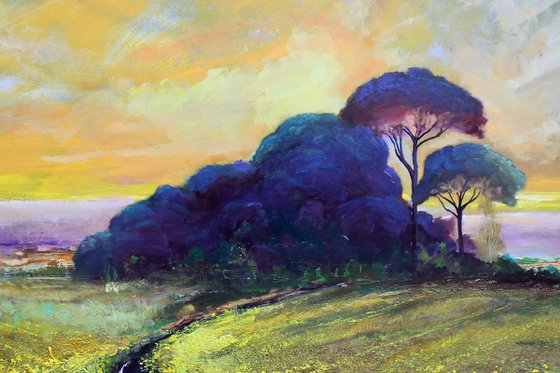 'The Inness Trees' Landscape Oil Painting