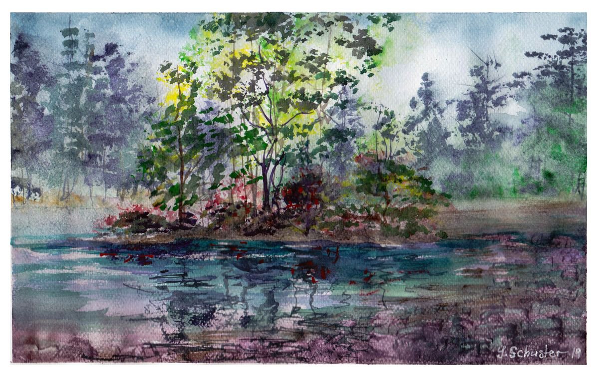 Impressionistic Landscape Watercolour By Yulia Schuster, 11 X 7", Etude N1, Original Artwork