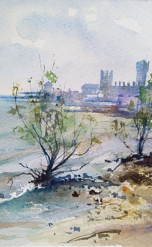 Sketch of Sermione. Italy by Irina Bibik-Chkolian