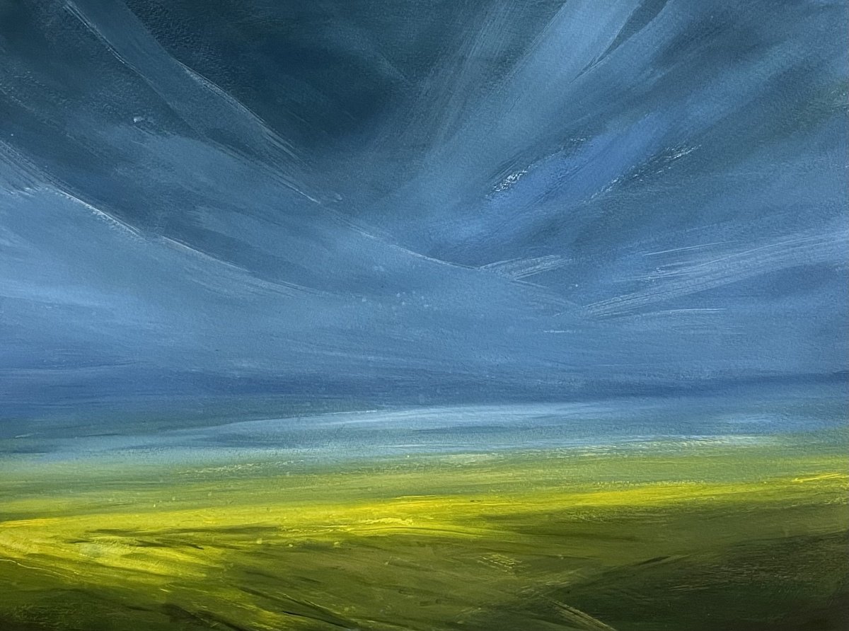 Expressive Landscape Painting By Daiva Karaliute, 22 X 28, Through A Car Window, Original Artwork