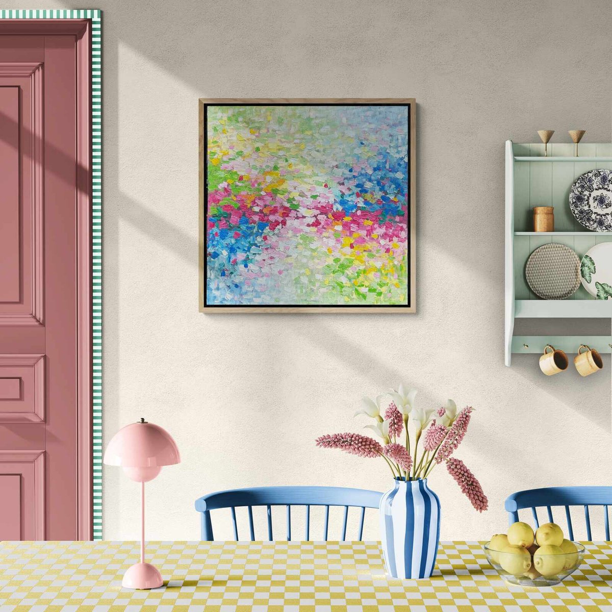 Abstract Oil Painting By Belinda Nadwie, 30 X 30, Eternal Optimist, Original Artwork