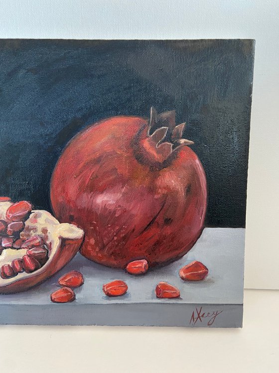 Pomegranate oil painting still life