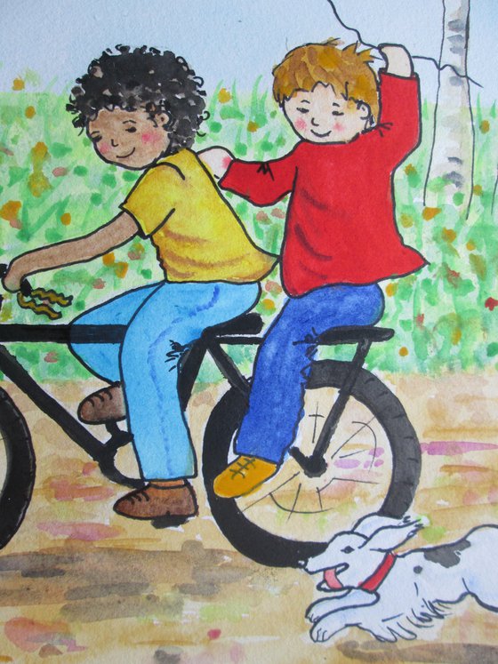 Boys, Bike and Kite