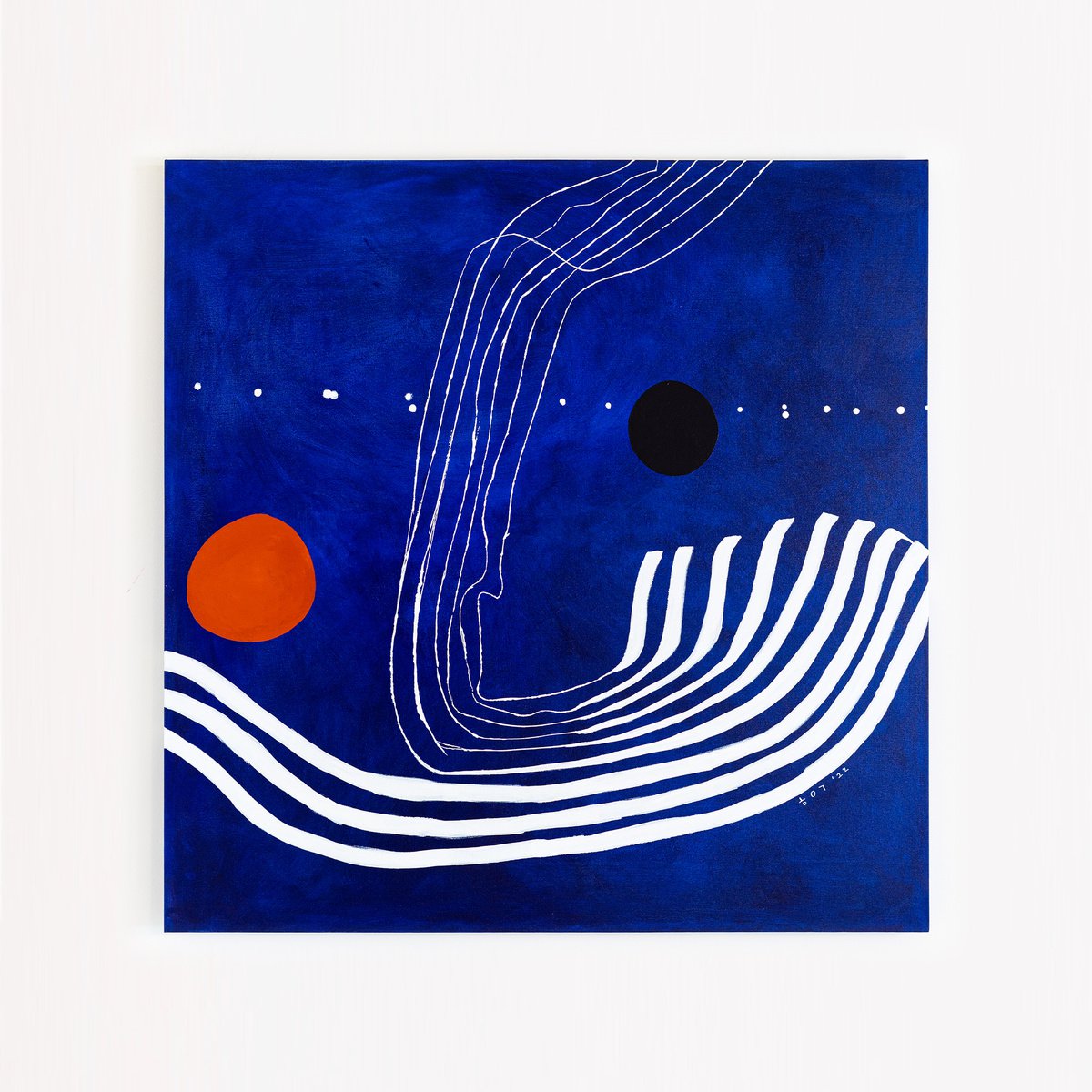 The red moon in the blue evening (48x48 | 121x121cm) by Hyunah Kim