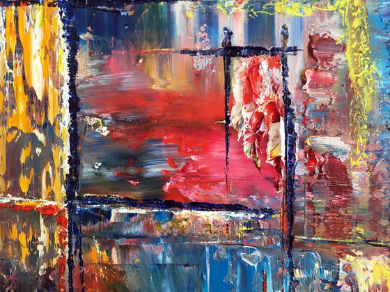 "Keep Your Distance" - FREE USA SHIPPING + Save As A Series - Original PMS Abstract Diptych Oil Paintings On Canvas - 32" x 20"