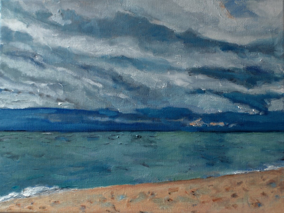 Impressionistic Landscape Oil Painting By Cristian Valentich, 16 X 12, Portrait Of A Sunset, Original Artwork